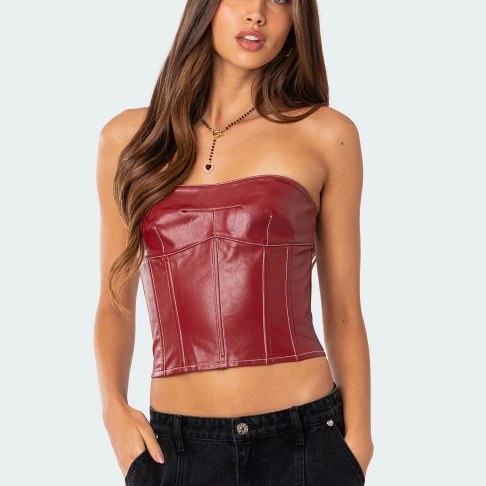 Edikted Burgundy Leather Top
